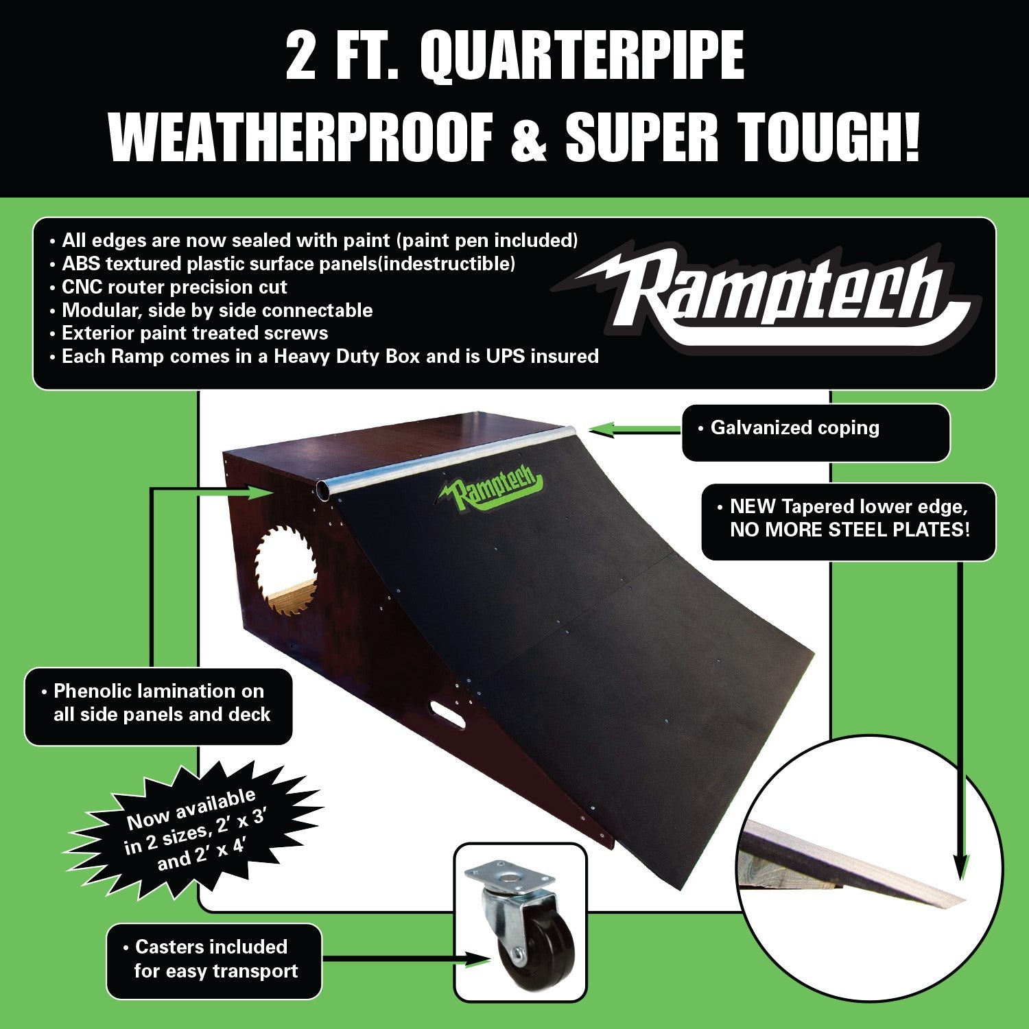 Skateboard Ramp | 2'x6' Quarter Pipe | Weatherproof | Ramptech Ramps ...